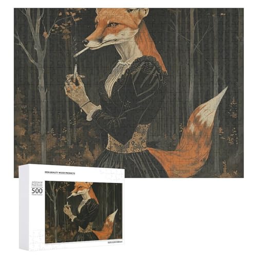 Puzzle für Erwachsene, 1000-teiliges Puzzle, herausforderndes Spiel, elegantes Fuchs-Dame-Puzzle mit Buchstaben auf der Rückseite, personalisiertes Puzzle, perfekt für Spieleabende von NTVOWPZO