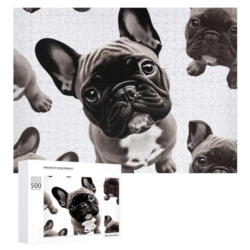 Puzzle für Erwachsene, 1000-teiliges Puzzle, herausforderndes Spiel, französische Bulldogge, Puzzle mit Buchstaben auf der Rückseite, personalisiertes Puzzle, perfekt für Spieleabende von NTVOWPZO