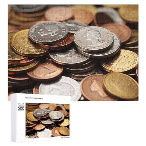 Puzzle für Erwachsene, 1000-teiliges Puzzle, herausforderndes Spielgeld-Münz-Puzzle mit Buchstaben auf der Rückseite, personalisiertes Puzzle, perfekt für Spieleabende von NTVOWPZO