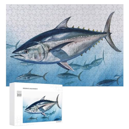 Puzzle für Erwachsene, 300 Teile Puzzle mit Buchstaben auf der Rückseite, Holzpuzzle Blauflossen, Thunfisch, Thunnus, fertiges Puzzle, herausforderndes Puzzle, perfekt für Spieleabende von NTVOWPZO