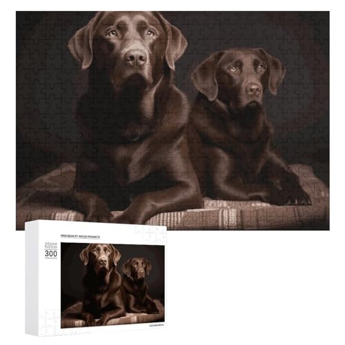 Puzzle für Erwachsene, 300 Teile Puzzle mit Buchstaben auf der Rückseite, Holzpuzzle Brauner Labrador Retriever, fertiges Puzzle, herausforderndes Puzzle, perfekt für Spieleabende von NTVOWPZO