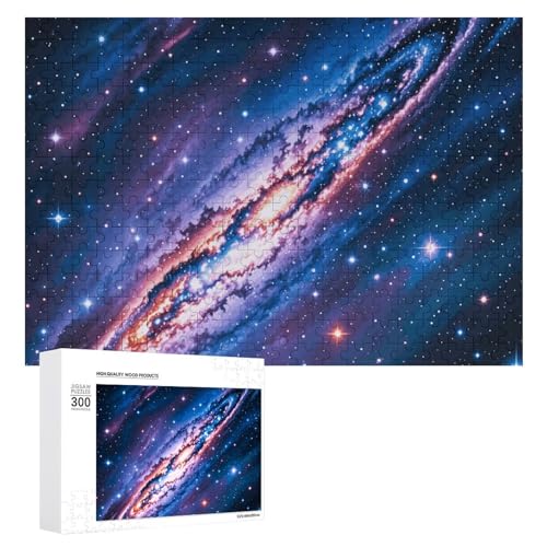 Puzzle für Erwachsene, 300 Teile Puzzle mit Buchstaben auf der Rückseite, Holzpuzzle Galaxie, Weltraum, Universum, fertiges Puzzle, herausforderndes Puzzle, perfekt für Spieleabende von NTVOWPZO