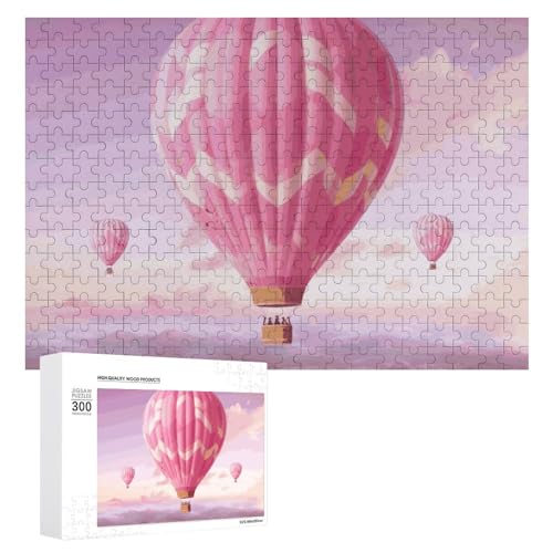 Puzzle für Erwachsene, 300 Teile Puzzle mit Buchstaben auf der Rückseite, Holzpuzzle Heißluftballon, fertiges Puzzle, herausforderndes Puzzle, perfekt für Spieleabende von NTVOWPZO