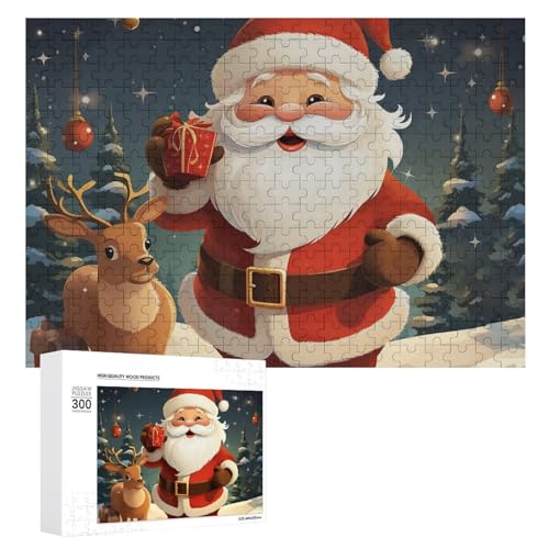 Puzzle für Erwachsene, 300 Teile Puzzle mit Buchstaben auf der Rückseite, Holzpuzzle Weihnachten Weihnachtsmann, fertiges Puzzle, herausforderndes Puzzle, perfekt für Spieleabende von NTVOWPZO