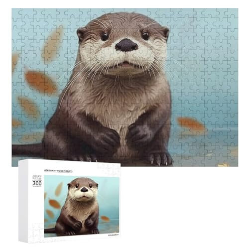 Puzzle für Erwachsene, 300-teiliges Puzzle mit Buchstaben auf der Rückseite, Holzpuzzle, niedlicher Otter, fertiges Puzzle, herausforderndes Puzzle, perfekt für Spieleabende von NTVOWPZO