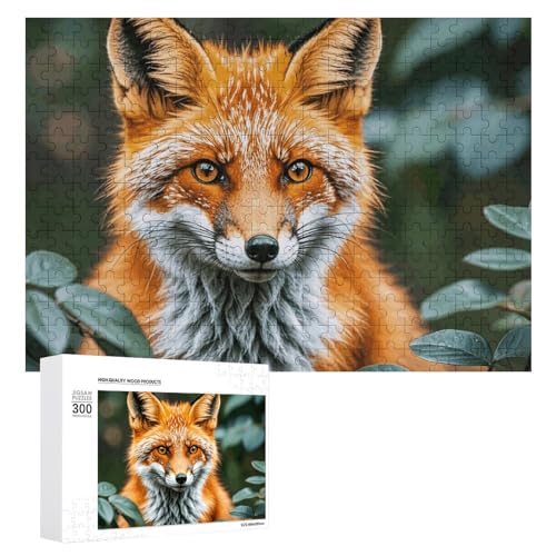 Puzzle für Erwachsene, 300-teiliges Puzzle mit Buchstaben auf der Rückseite, Holzpuzzle Fuchs, Blume, Blatt, Baum, Pflanze, fertiges Puzzle, anspruchsvolles Puzzle, perfekt für Spieleabende von NTVOWPZO