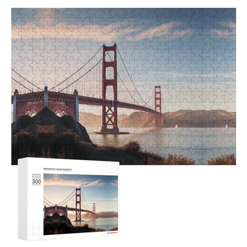 Puzzle für Erwachsene, 300-teiliges Puzzle mit Buchstaben auf der Rückseite, Holzpuzzle Golden Gate Bridge Fertiges Puzzle, herausforderndes Puzzle, perfekt für Spieleabende von NTVOWPZO