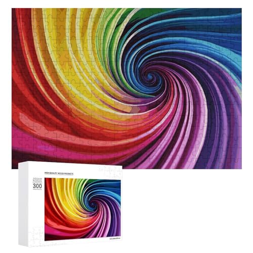 Puzzle für Erwachsene, 300-teiliges Puzzle mit Buchstaben auf der Rückseite, Holzpuzzle Regenbogenspirale, fertiges Puzzle, anspruchsvolles Puzzle, perfekt für Spieleabende von NTVOWPZO