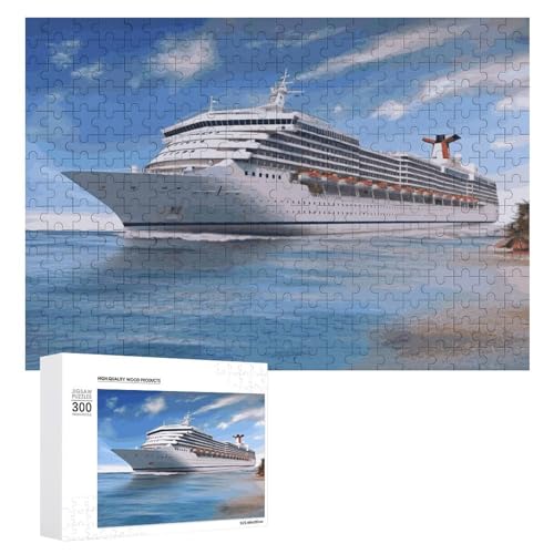 Puzzle für Erwachsene, 300-teiliges Puzzle mit Buchstaben auf der Rückseite, Holzpuzzle am Meer, Kreuzfahrtschiff, fertiges Puzzle, anspruchsvolles Puzzle, perfekt für Spieleabende von NTVOWPZO