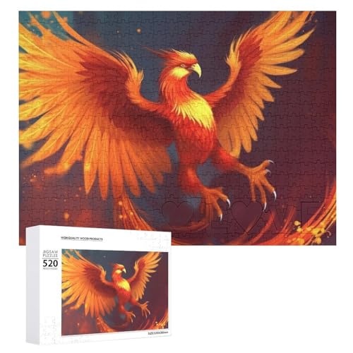 Puzzle für Erwachsene, 520 Teile, personalisiertes Bilderpuzzle, Orange / Rot, Phoenix, individuelles Holzpuzzle für Familie, Geburtstag, Hochzeit, Spielabende, Geschenke, Tierpuzzle von NTVOWPZO