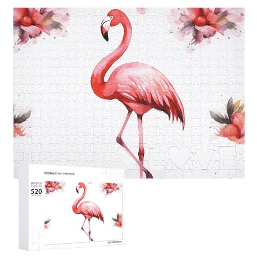 Puzzle für Erwachsene, Flamingo und Blume, herausforderndes Spiel mit Buchstaben auf der Rückseite, personalisiertes Puzzle, perfekt für Spielabende, Heimdekoration, Geschenk von NTVOWPZO