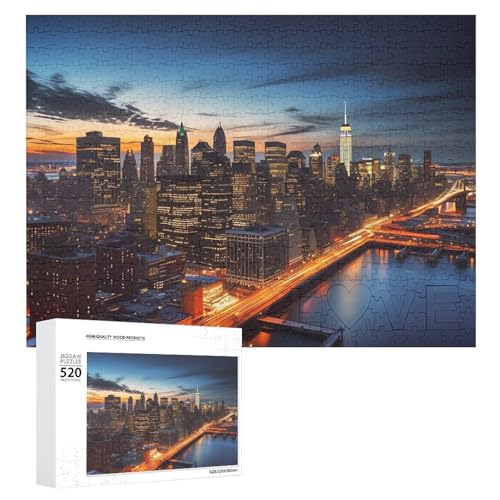 Puzzle für Erwachsene, Motiv: New York City Landschaft, herausforderndes Spiel, Puzzle mit Buchstaben auf der Rückseite, personalisiertes Puzzle, perfekt für Spielabende, Heimdekoration, Geschenk von NTVOWPZO