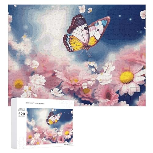 Puzzle für Erwachsene, Puzzle, Blumen, Schmetterling, herausforderndes Spiel, Puzzle mit Buchstaben auf der Rückseite, personalisiertes Puzzle, perfekt für Spielabende, Heimdekoration, Geschenk von NTVOWPZO