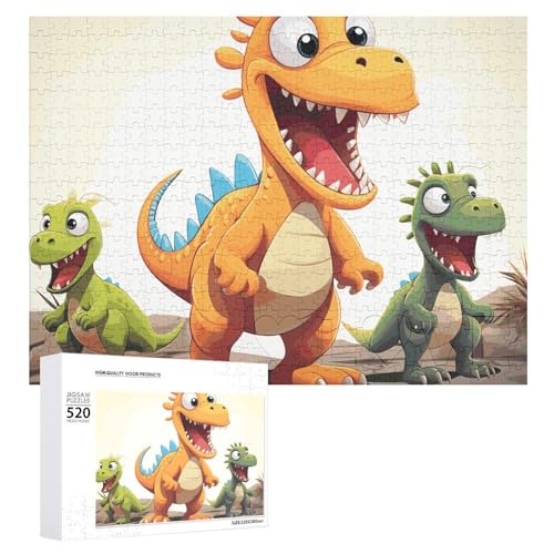 Puzzle für Erwachsene, Puzzle, Cartoon-Dinosaurier-Bilder, herausforderndes Spiel, Puzzle mit Buchstaben auf der Rückseite, personalisiertes Puzzle, perfekt für Spielabende, Heimdekoration, Geschenk von NTVOWPZO