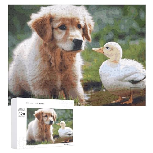 Puzzle für Erwachsene, Puzzle Hund und eine Ente, herausforderndes Spiel, Puzzle mit Buchstaben auf der Rückseite, personalisiertes Puzzle, perfekt für Spielabende, Heimdekoration, Geschenk von NTVOWPZO