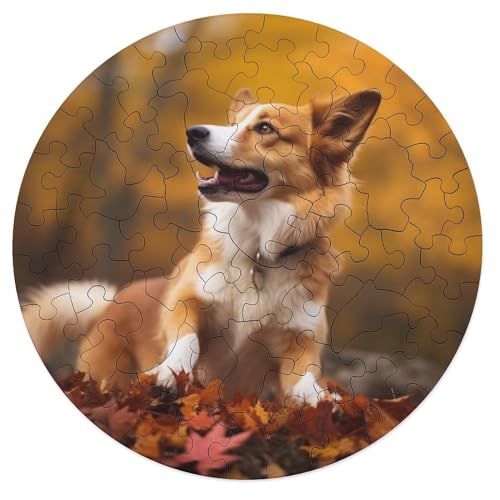 Puzzle für Erwachsene, personalisiertes Bild, Puzzle, Hund, Herbst, individuelles Holzpuzzle für Familie, Geburtstag, Hochzeit, Spielabende, Geschenke, Tier-Airen-Form-Puzzle, 68 Teile von NTVOWPZO