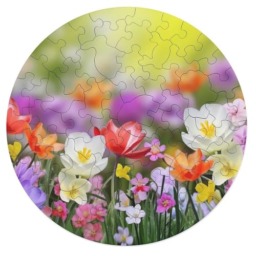 Puzzle für Erwachsene, personalisiertes Bildpuzzle, Frühlingsblumen, individuelles Holzpuzzle für Familie, Geburtstag, Hochzeit, Spielabende, Geschenke, Tier-Airen-Form-Puzzle, 68 Teile von NTVOWPZO