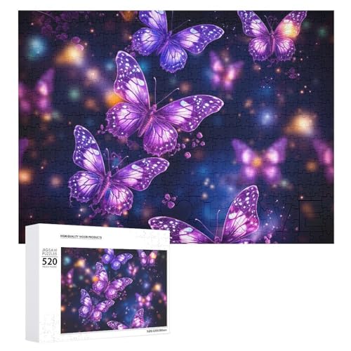 Puzzle für Erwachsene, violett, niedlicher Schmetterlingsdruck, herausforderndes Spiel, Puzzle mit Buchstaben auf der Rückseite, personalisiertes Puzzle, perfekt für Spielabende, Heimdekoration, von NTVOWPZO