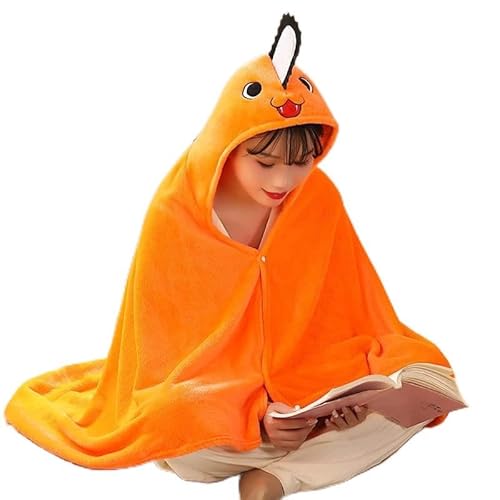 NUJUN Chainsaw Man Figure Pochita Blanket Cosplay Anime Hooded Cloak Merch Shawl Wrap Nap Quilt Fit Halloween Parties Gift for Anime Fans 120 x 150 cm von NUJUN