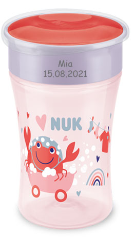 Magic Cup 230ml mit Gravur (inkl. Deckel) rot von NUK