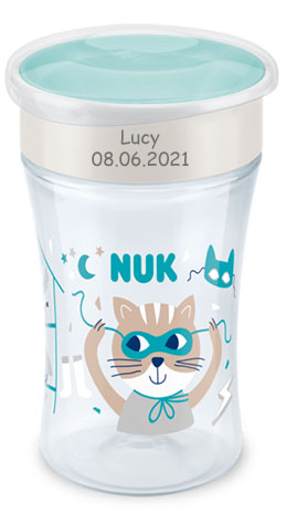 Magic Cup 230ml mit Gravur (inkl. Deckel) türkis von NUK