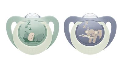 NUK First Choice Night Silikon Schnuller 18-36 Monate grün/blau NUK First Choice Night Silikon Schnuller 18-36 Monate grün/blau von NUK