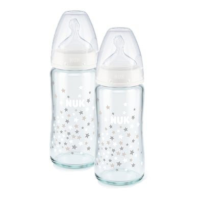 NUK Glasflasche First Choice⁺ ab der Geburt 240 ml, Temperature Control im Doppelpack weiß von NUK