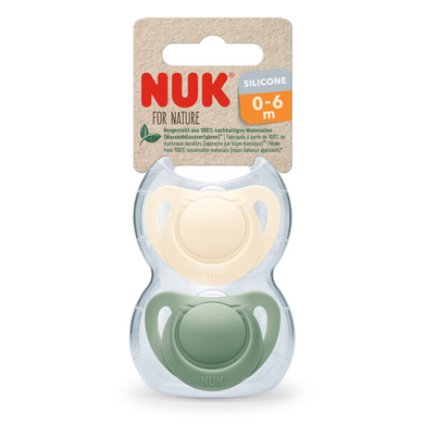 NUK Schnuller For Nature Silikon 0-6 Monate grün / creme 2er-Pack von NUK