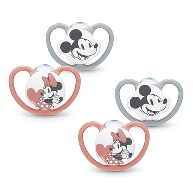 NUK Schnuller Space Disney Mickey 0-6 Monate 4 Stk. in grau/rot von NUK