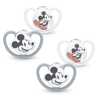 NUK Schnuller Space Disney Mickey 18-36 Monate, 4 Stk. in grau/weiß von NUK