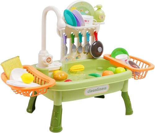Kinder Spielküche mit Spülbecken,Wasserhahn,Geschirr und Zubehör,Küchenspüle Spielzeug Set mit Wasserkreislauf Geschirrspüler,Rollenspiel-GeschirrspülerSpielzeug,Lernspielzeug für Kinder ab 3 Jahren Kinder Spielküche mit Spülbecken,Wasserhahn,Geschirr und Zubehör,Küchenspüle Spielzeug Set mit Wasserkreislauf Geschirrspüler,Rollenspiel-GeschirrspülerSpielzeug,Lernspielzeug für Kinder ab 3 Jahren von NUKied