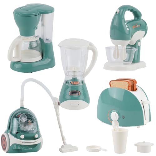 Kinderküche Spielset, Pretend Küche Spielzeug,mit Kaffeemaschine,Mixer,Rührgerät, Toaster und Geschirr,Rollenspiel Geschenk für Mädchen und Jungen ab 3 Jahren von NUKied