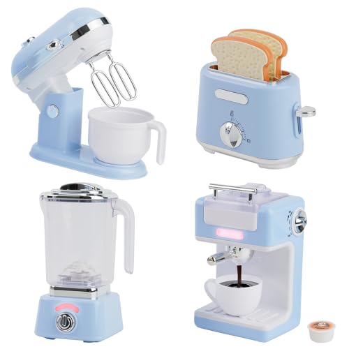 Kinderküche Spielset,Küche Rollenspiel Set mit Kaffeemaschine,Mixer, Mixer und Toaster mit realistischen Lichtern und Geräuschen,Geschenk für Kinder im Alter von 2 3 4 5 Jahren (Blau) von NUKied