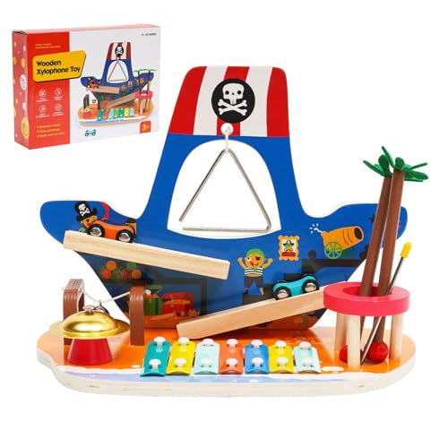 Montessori Spielzeug ab 1 Jahr,Holzspielzeug ab 1 Jahr,Piratenschiffe Xylophon Kinder Musikinstrument Spielzeug Set,Baby Musikspielzeug,Montessori Lernspielzeug für Mädchen Jungen ab 1 2 3 4 5 Jahr von NUKied