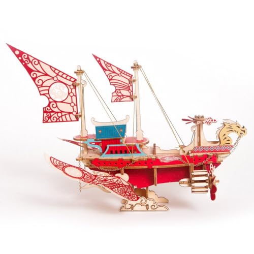 3D Holz Puzzle Modell Bausatz, Raumschiff Handmade 3D Steampunk Puzzle DIY Piratenschiff Baukasten, Desktop Ornament 3D Puzzle für Erwachsene Jugendliche - 300+Stücke von NULA