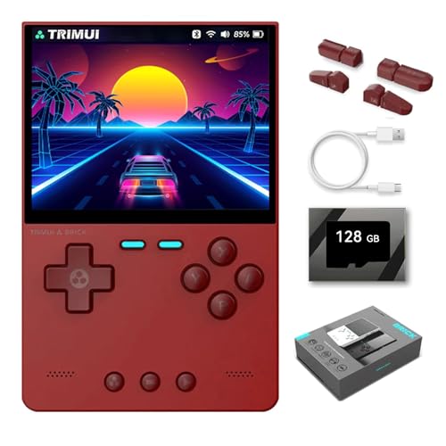 NULA 𝟮𝟬𝟮𝟱 𝗡𝗲𝘄 TRIMUI Brick Handheld Spielkonsole, mit 128GB TF-Karte 3,2 Zoll IPS Bildschirm Retro Emulator Videospielkonsolen Linux-System Erwachsene Kinder von NULA