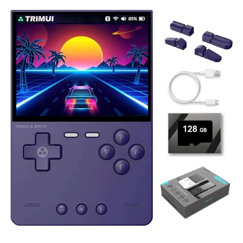 NULA 𝟮𝟬𝟮𝟱 𝗡𝗲𝘄 TRIMUI Brick Handheld Spielkonsole, mit 128GB TF-Karte 3,2 Zoll IPS Bildschirm Retro Emulator Videospielkonsolen Linux-System Erwachsene Kinder von NULA