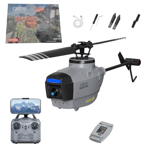 NULA C127AI RC Hubschrauber Spielzeug mit 1080P-Kamera, 2,4 G RC 4CH 6-Achsen-Gyro Scout-Drohne Ferngesteuerter Militär Helikopter für Erwachsene, Optische Flusspositionierung – RTF von NULA