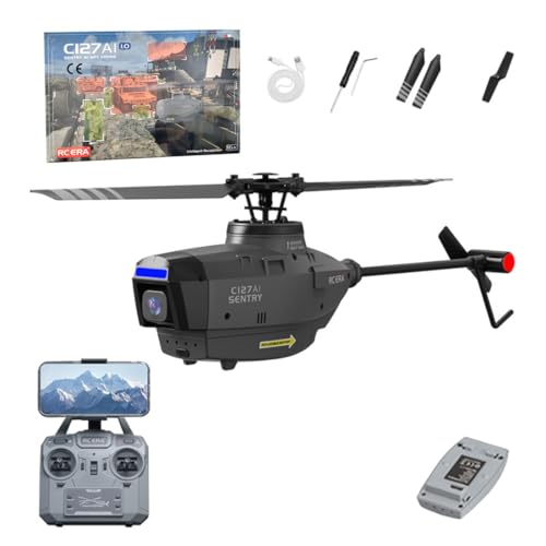 NULA C127AI RC Hubschrauber Spielzeug mit 1080P-Kamera, 2,4 G RC 4CH 6-Achsen-Gyro Scout-Drohne Ferngesteuerter Militär Helikopter für Erwachsene, Optische Flusspositionierung – RTF von NULA