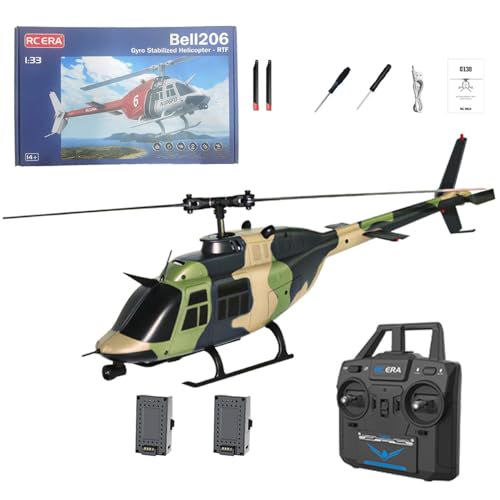 NULA C138 Bell 206 RC Hubschrauber für Erwachsene, 1/33 2,4 G 6CH 6-Achsen-Gyro Bürstenloser Optische Flusspositionierung Ferngesteuerter Helikopter Flugzeug – RTF / 2 Batterie von NULA