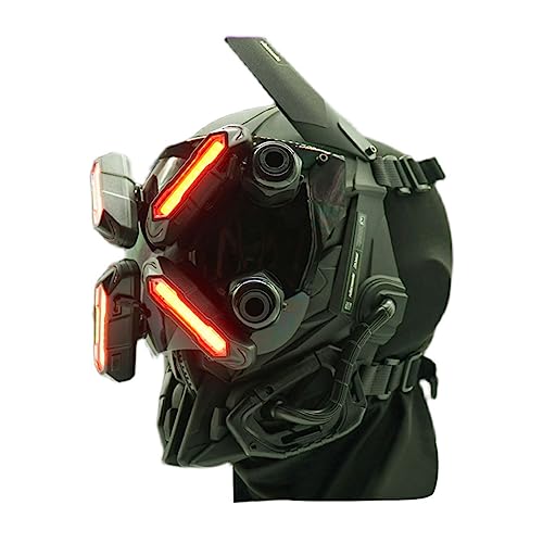 NULA Cosplay Helm Maske für Erwachsene,Halloween Maske mit LED Licht Futuristische Techwear Helm Maske Punk Maske für Cyberpunk Maske Cosplay Rollenspiel Kostümspiele Partys von NULA