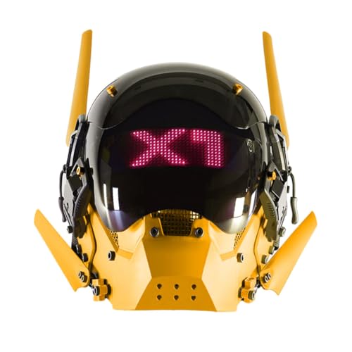 NULA Cybepunk Maske für Erwachsene, Futuristische Tech Techwear Halloween Punk Maske mit LED-Licht Cosplay Helm Punk Maske für Herren Cosplay Kostümspiele Partys Rollenspiele von NULA