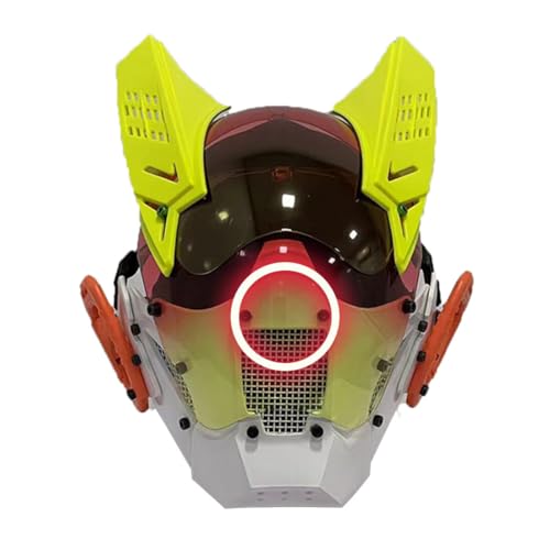 NULA Cybepunk Maske für Erwachsene, Futuristische Tech Techwear Halloween Punk Maske mit LED-Licht Cosplay Helm Punk Maske für Herren Cosplay Kostümspiele Partys Rollenspiele von NULA