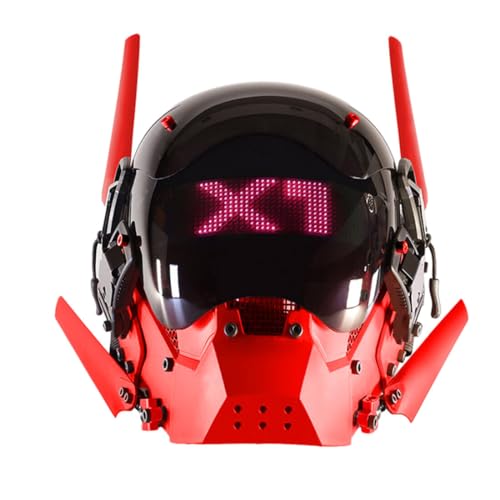 NULA Cybepunk Maske für Erwachsene, Futuristische Tech Techwear Halloween Punk Maske mit LED-Licht Cosplay Helm Punk Maske für Herren Cosplay Kostümspiele Partys Rollenspiele von NULA