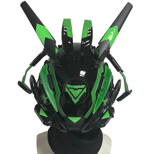 NULA Cybepunk Maske für Erwachsene, Futuristische Tech Techwear Halloween Punk Maske mit LED-Licht Cosplay Helm Punk Maske für Herren Cosplay Kostümspiele Partys Rollenspiele von NULA