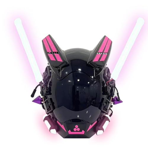 NULA Cybepunk Maske für Erwachsene, Futuristische Tech Techwear Halloween Punk Maske mit LED-Licht Cosplay Helm Punk Maske für Herren Cosplay Kostümspiele Partys Rollenspiele von NULA