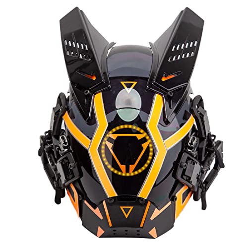 NULA Cybepunk Maske für Erwachsene, Halloween Maske LED Maske Cosplay Helm Maske Futuristische Techwear Maske Cyber Maske Cosplay RolePlay Kostüm Requisiten NULA Cybepunk Maske für Erwachsene, Halloween Maske LED Maske Cosplay Helm Maske Futuristische Techwear Maske Cyber Maske Cosplay RolePlay Kostüm Requisiten von NULA