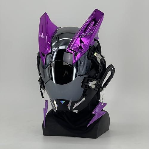 NULA Cybepunk Maske für Erwachsene, LED Halloween Kostüm Cosplay Maske Helm, Futuristische Punk-Maske, Techwear Maske Helm Maske Männer Musikfestival-Party von NULA