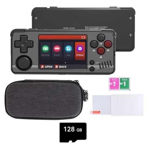 NULA Miyoo A30 Retro Handheld Spielkonsole mit 128G TF-Karte, 2,8-Zoll-IPS-Bildschirm Cortex-A7-Linux-System-Emulatoren, Retro Arcade Geschenk – mit Tragbarer WiFi-Aufbewahrungstasche von NULA