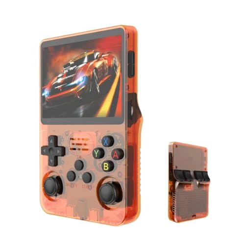 NULA R36S Retro Handheld Spielkonsole, mit Emulatoren & 16G+128G Karte 20000+ Klassische Spiele, 3.5inch IPS Bildschirm Pocket Spielekonsole Handheld-Emulator, 3500mAh 7+Stunden Akku von NULA